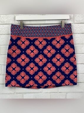 Vineyard Vines Size 4 Navy and Coral Patterned Skirt EUC Bold Bright & Beautiful